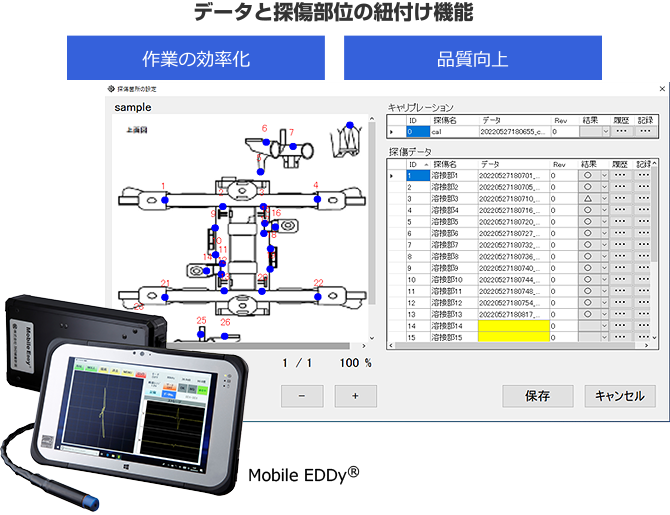 Mobile EDDy®｜データと探傷部位の紐付け機能